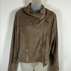 Umgee Jacket Women’s M Faux Suede Knit Long Sleeve Asymmetrical Zip Moto Jacket